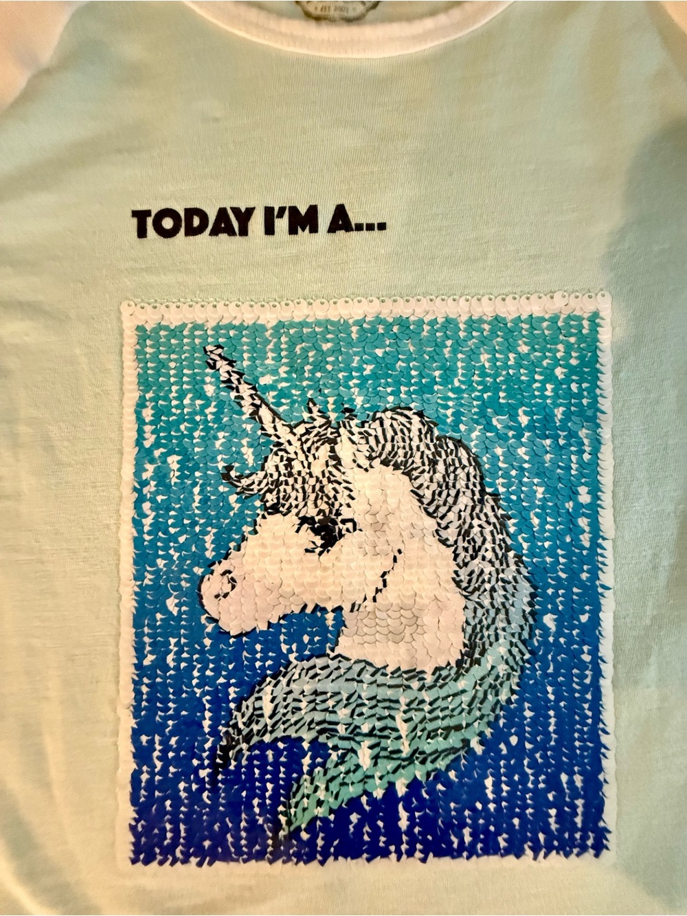 SO Mint Green Unicorn Reversible Sequin Tee size kids 7/8